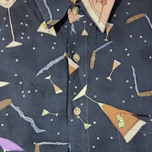 SOLD Campia Moda Men's Vintage Blue Martini Shirt - Picture 3 of 7